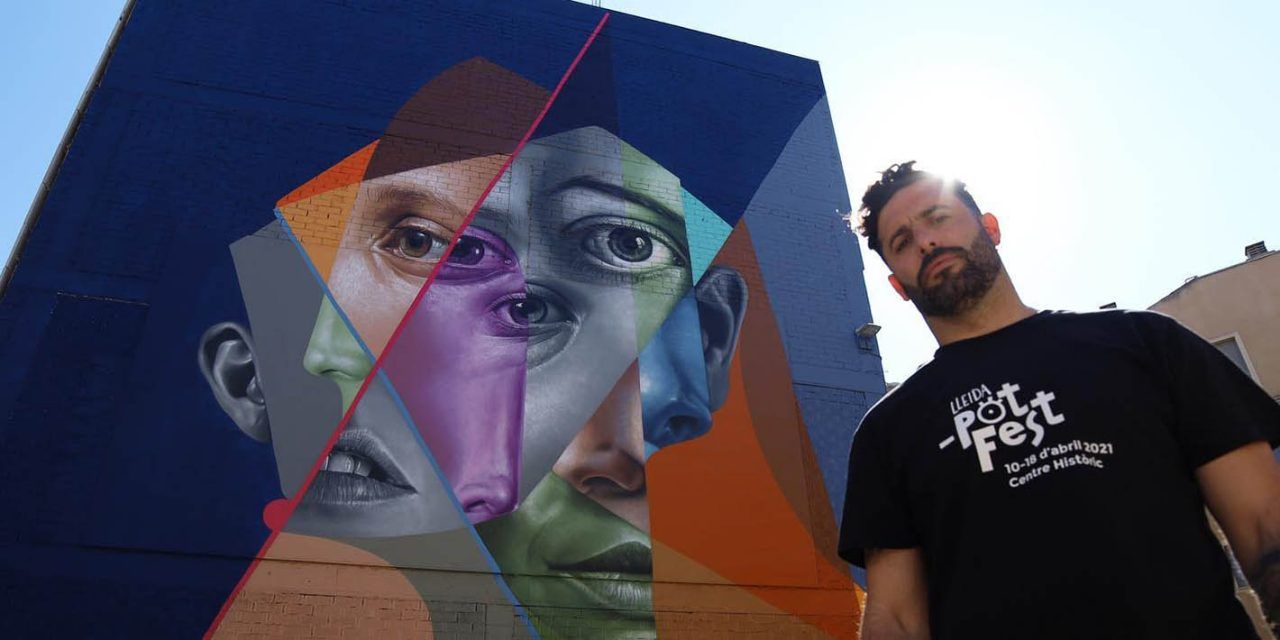Belin crea un mural de gran formato en el ‘Lleida_potFest’ para reflexionar sobre la humanidad como una raza única